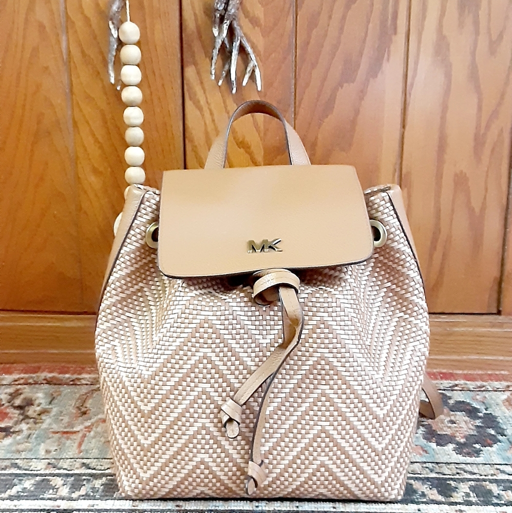 Michael Kors Junie Medium woven leather backpack